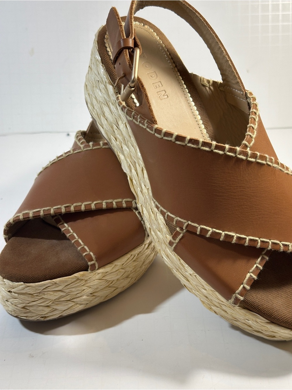 Boden Made in Spain Leather Espadrille Wedges US 10 EU41